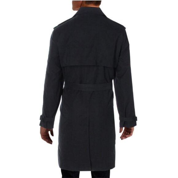 Iconic London Fog Men's Black Twill Belted Double Breasted Trench Coat 40 Short - Picture 2 of 13